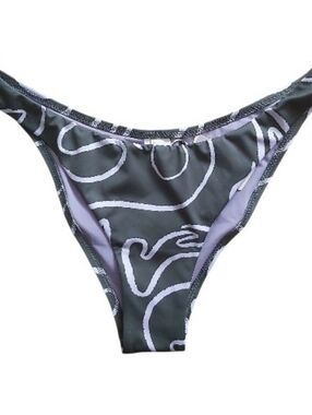 Gottex Luma Artsy Chic High Leg Bikini Bottom Dark Olive Lilac Size 8